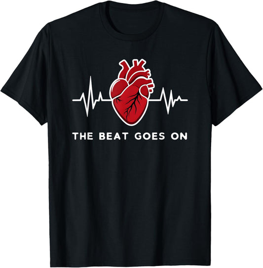 The Beat goes on Heartbeat Rehab After Surgery Heart OP T-Shirt - T-Shirt | Black