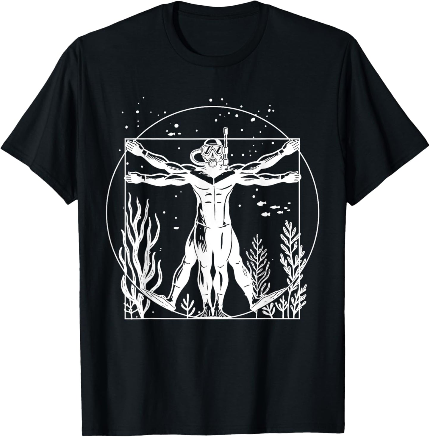 Vitruvian Scuba Diver Shirt Funny Scuba Diving Vitruvian Man T-Shirt - T-Shirt | Black
