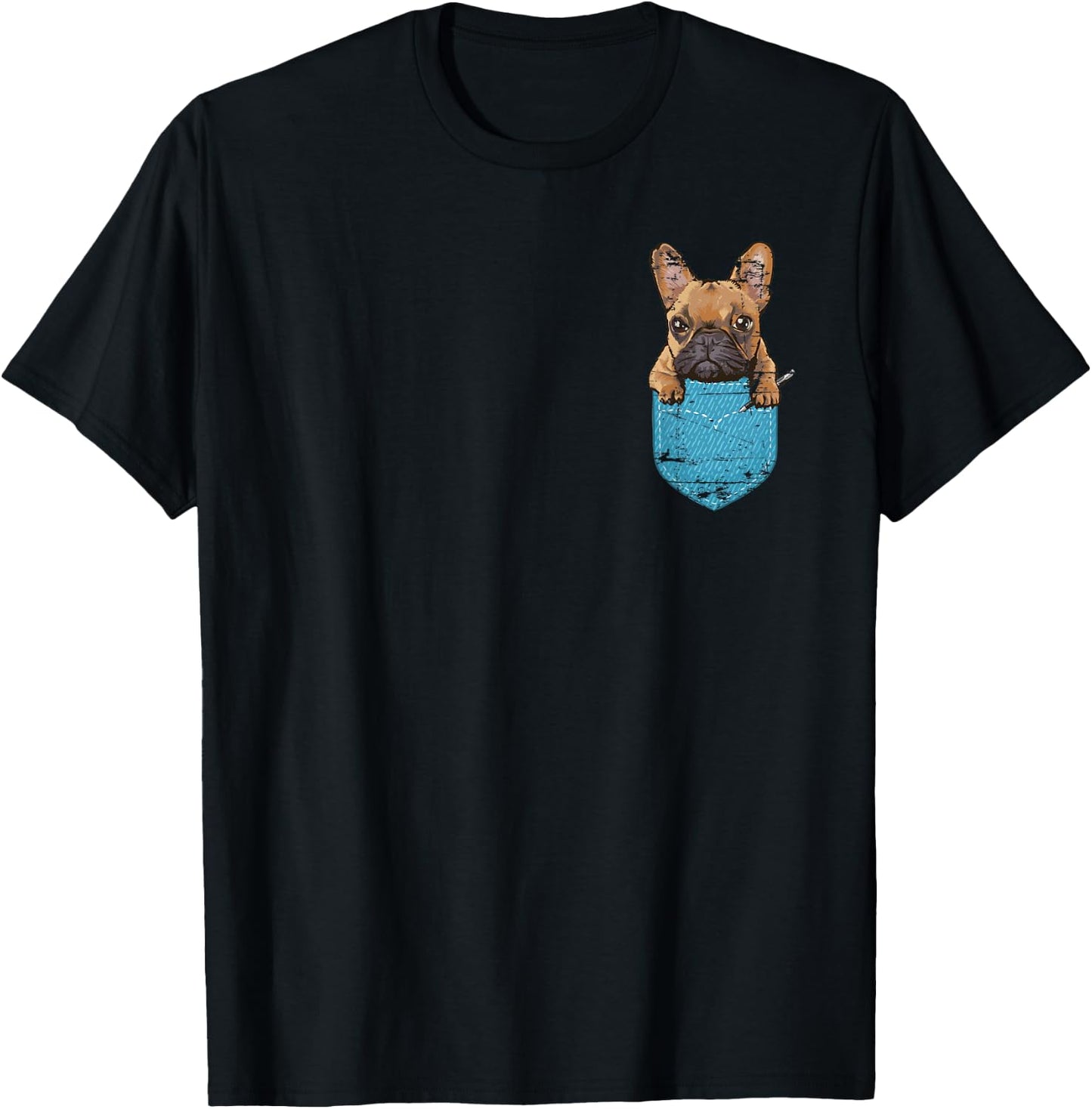 Cute Pet Animal Dog Breeder Gift Pocket French Bulldog Men Women Girls Kids T-Shirt - T-Shirt | Black