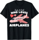 Just A Girl Who Loves Airplanes - Cute Girls Plane T-Shirt - T-Shirt | Black