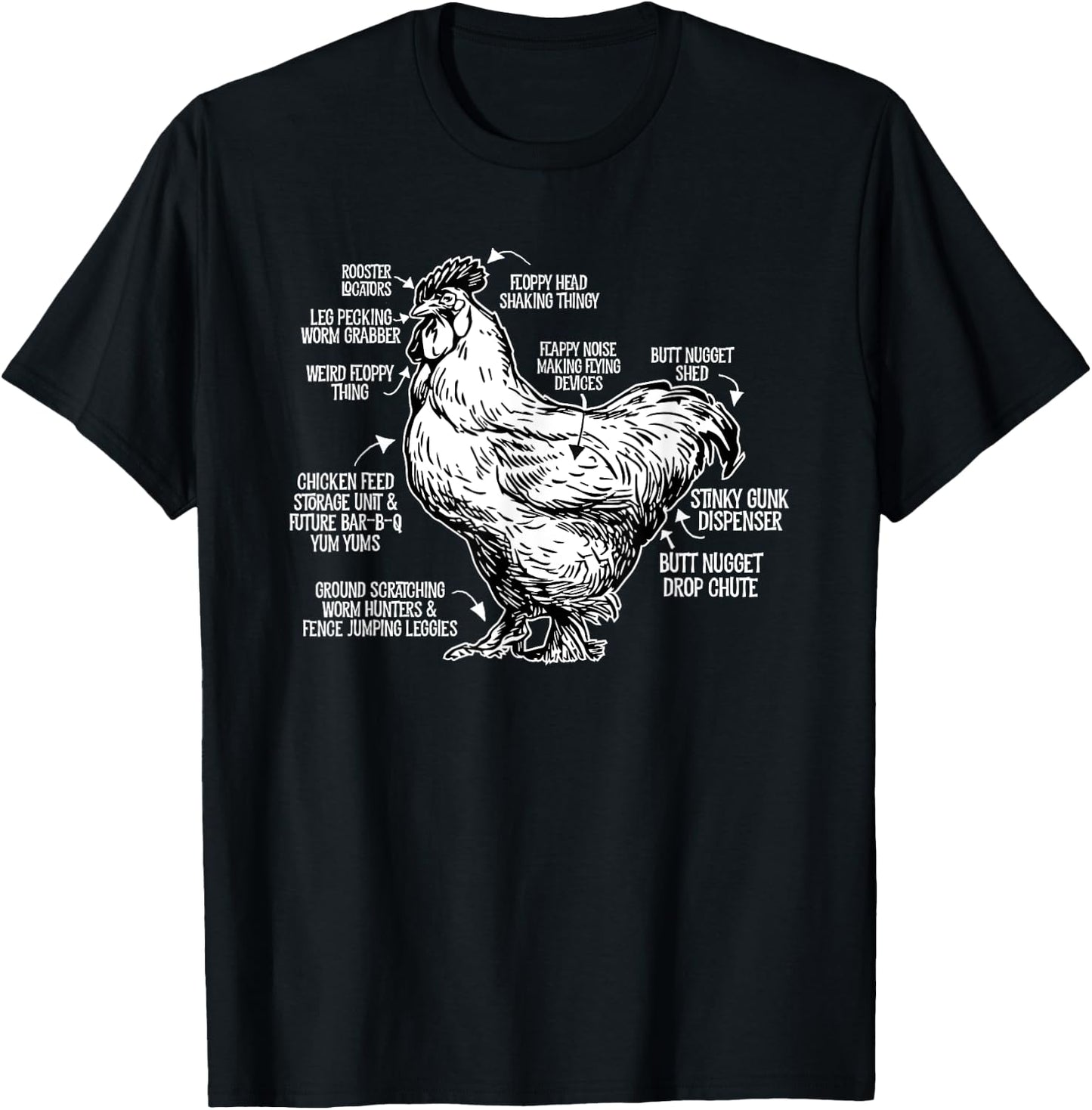 Chicken Anatomy Art Funny Farm Chicken Coop T-Shirt - T-Shirt | Black