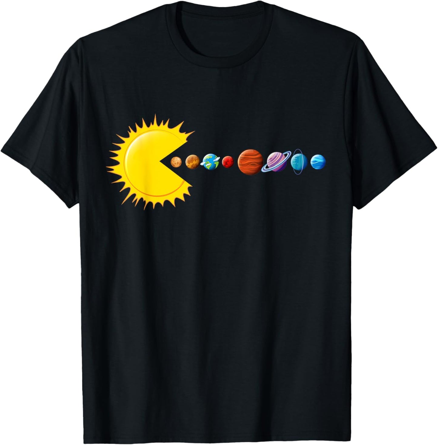 Funny Planetary System Planets Sun- Space & Pluto Astronomy T-Shirt - T-Shirt | Black