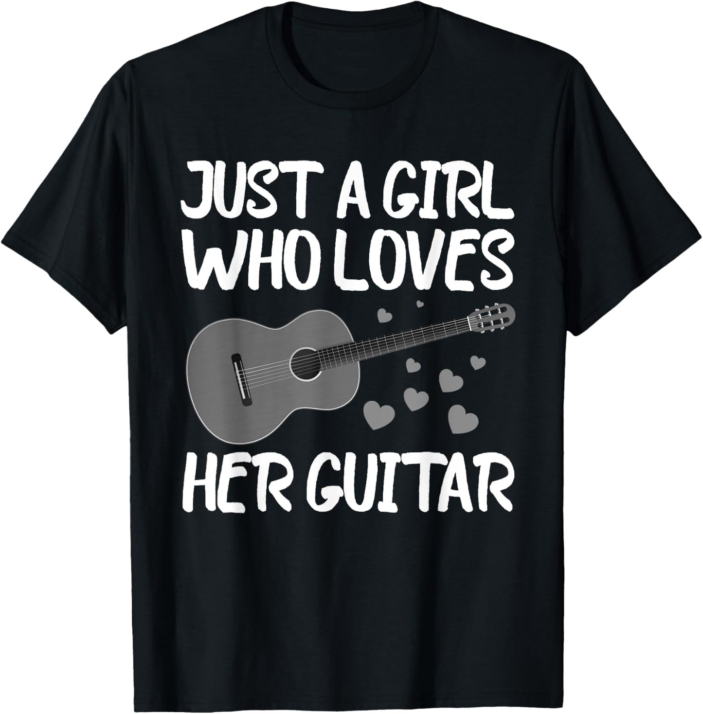 Funny Guitar Player Design For Girls Women Kids Guitar Lover T-Shirt - T-Shirt | Black