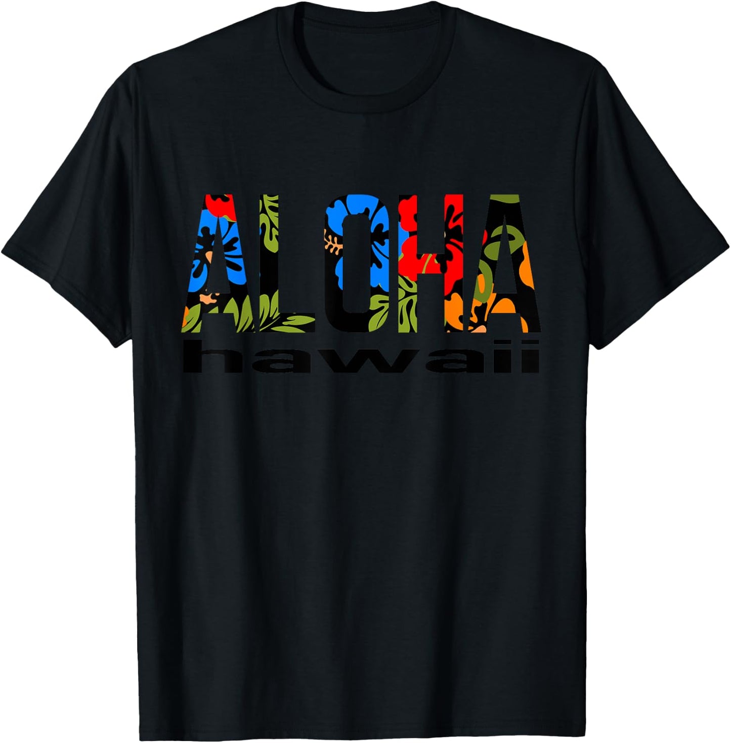 Aloha Hawaiian Flowers Hawaii Funny Vacation Surf T-Shirt - T-Shirt | Black
