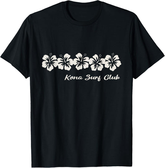 Kona Surf Club Hi Hawaiian Hibiscus Flowers Hawaii Floral T-Shirt - T-Shirt | Black