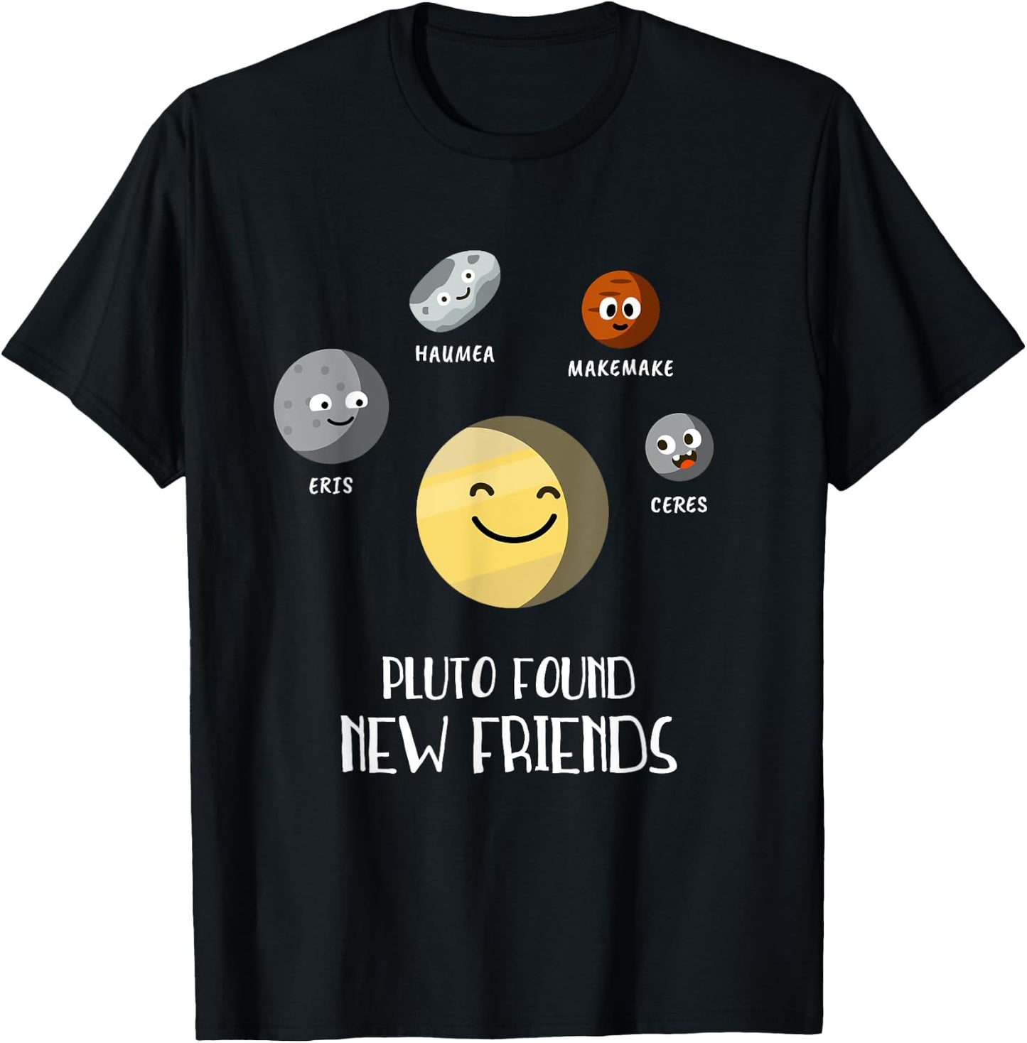 Pluto Dwarf Planet Friends Planets Space Funny Children T-Shirt - T-Shirt | Black