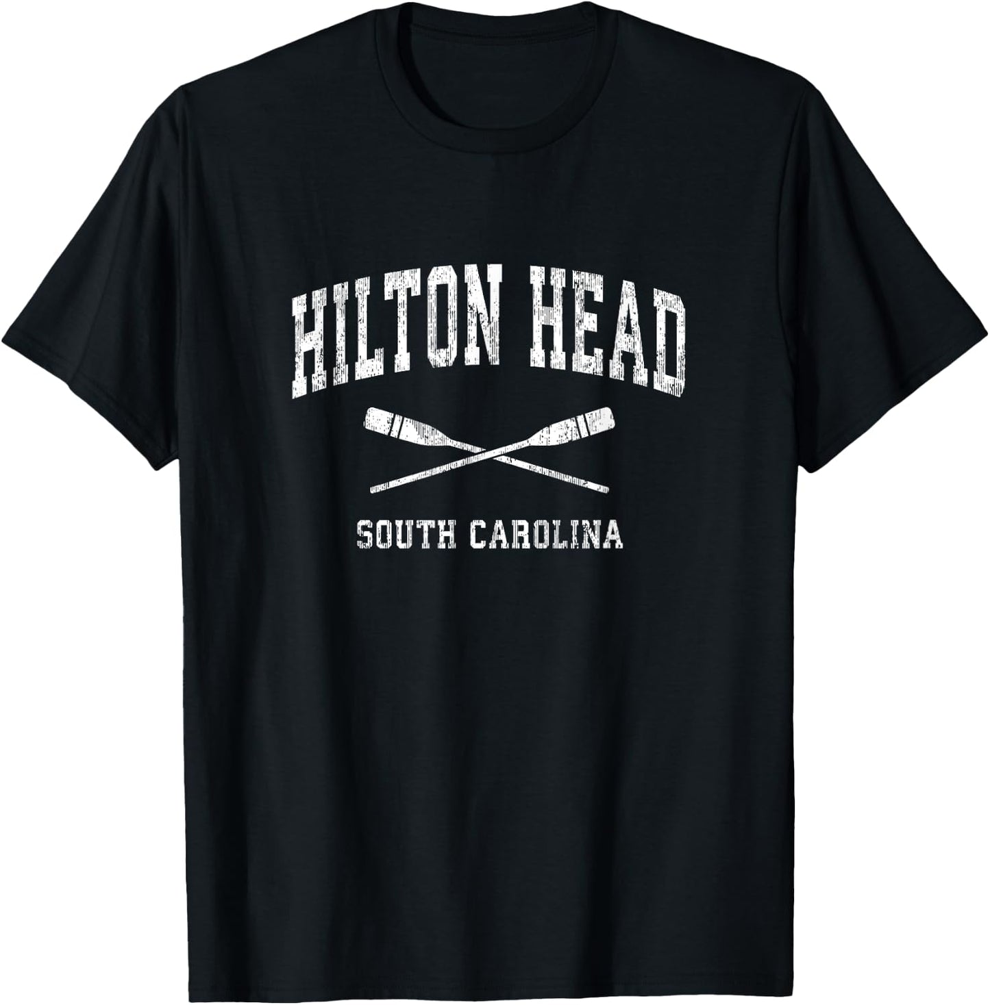 Hilton Head Island South Carolina Vintage Nautical Paddles S T-Shirt - T-Shirt | Black