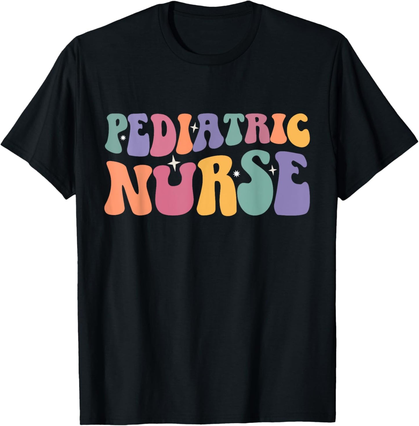 Pediatric Nurse Accessories Gifts Women Pediatric Nurse Black -Adults Small Retro Short Sleeve Spring 1 Count 0 Pockets Retro Design, Durable Fabric Blend T-Shirt - T-Shirt | Black