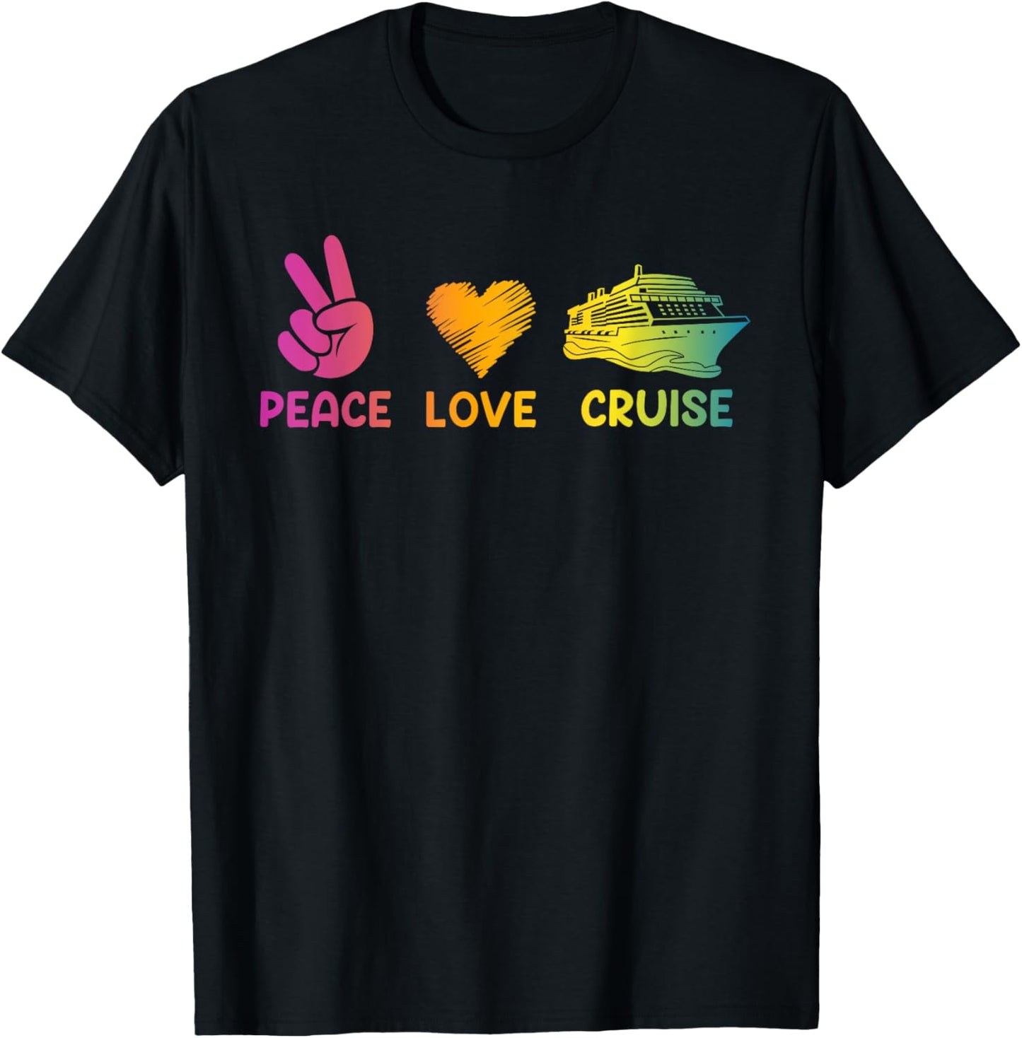 Cruise Ship Peace Love Cruise Funny T-Shirt - T-Shirt | Black