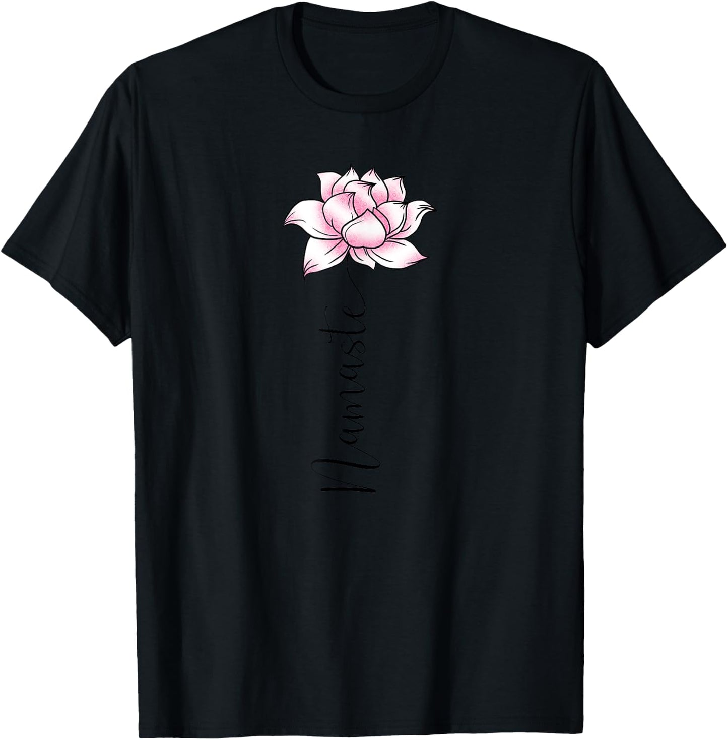 Namaste Lilly Lotus Pink Flower Cute Hindi Yoga Lover Gift T-Shirt - T-Shirt | Black