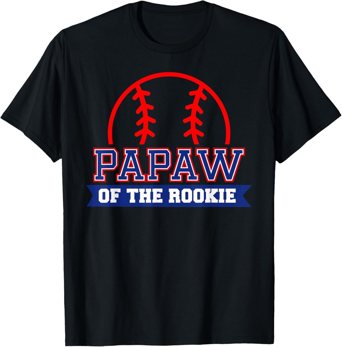 Papaw of Rookie 1st Birthday Baseball Theme Matching Party T-Shirt - T-Shirt | Black