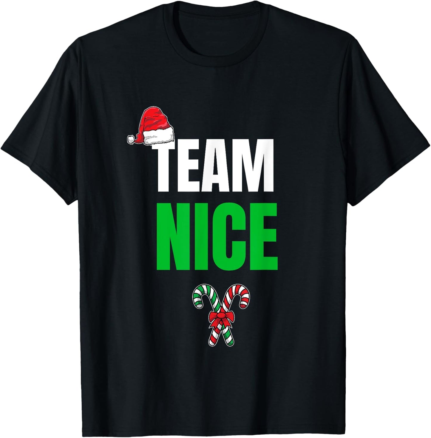 Team Naughty Nice Funny Holiday Christmas T Shirt T-Shirt - T-Shirt | Black