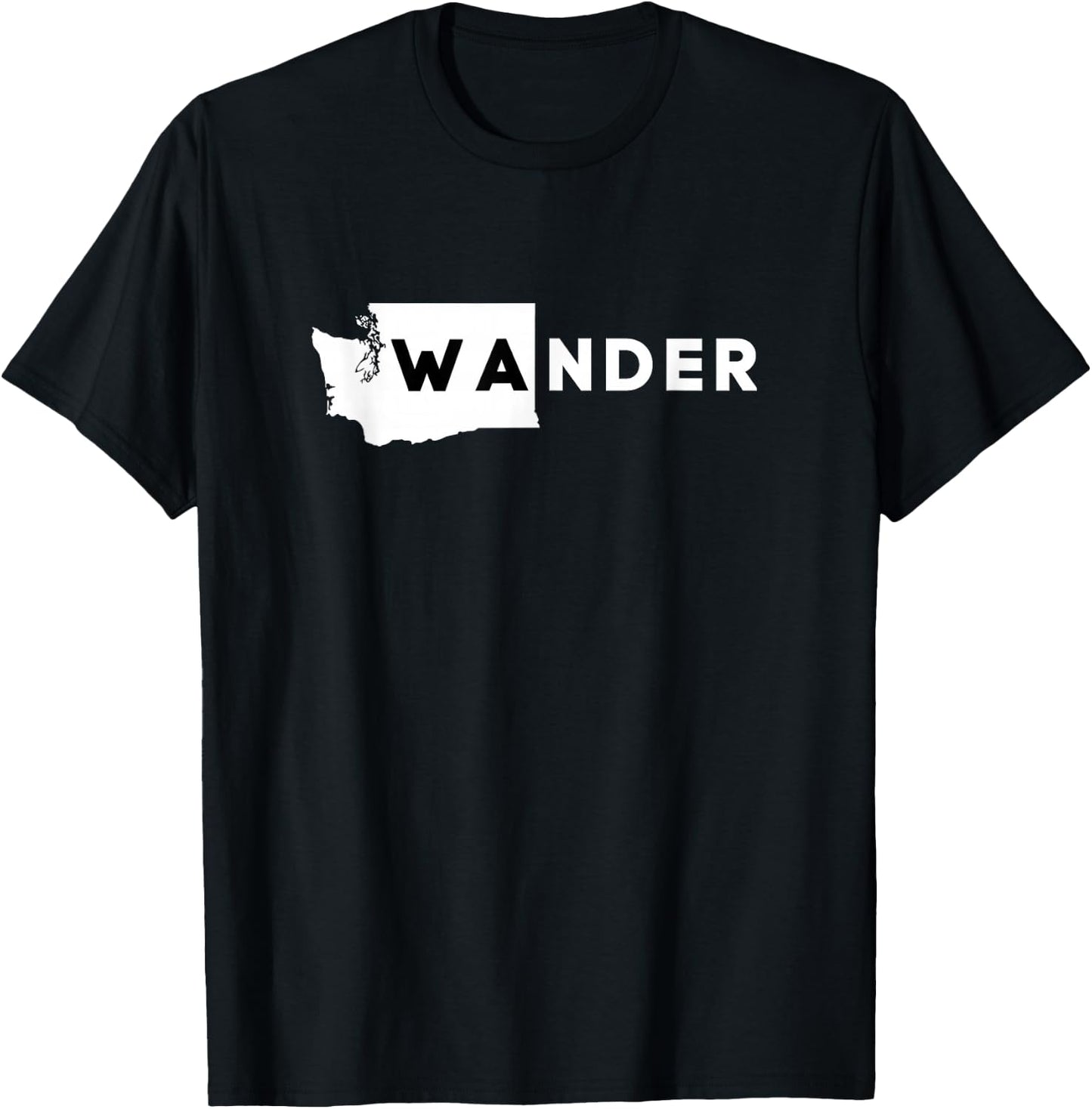 WA State Shirt, Wander , Washington, State Silhouette T-Shirt - T-Shirt | Black