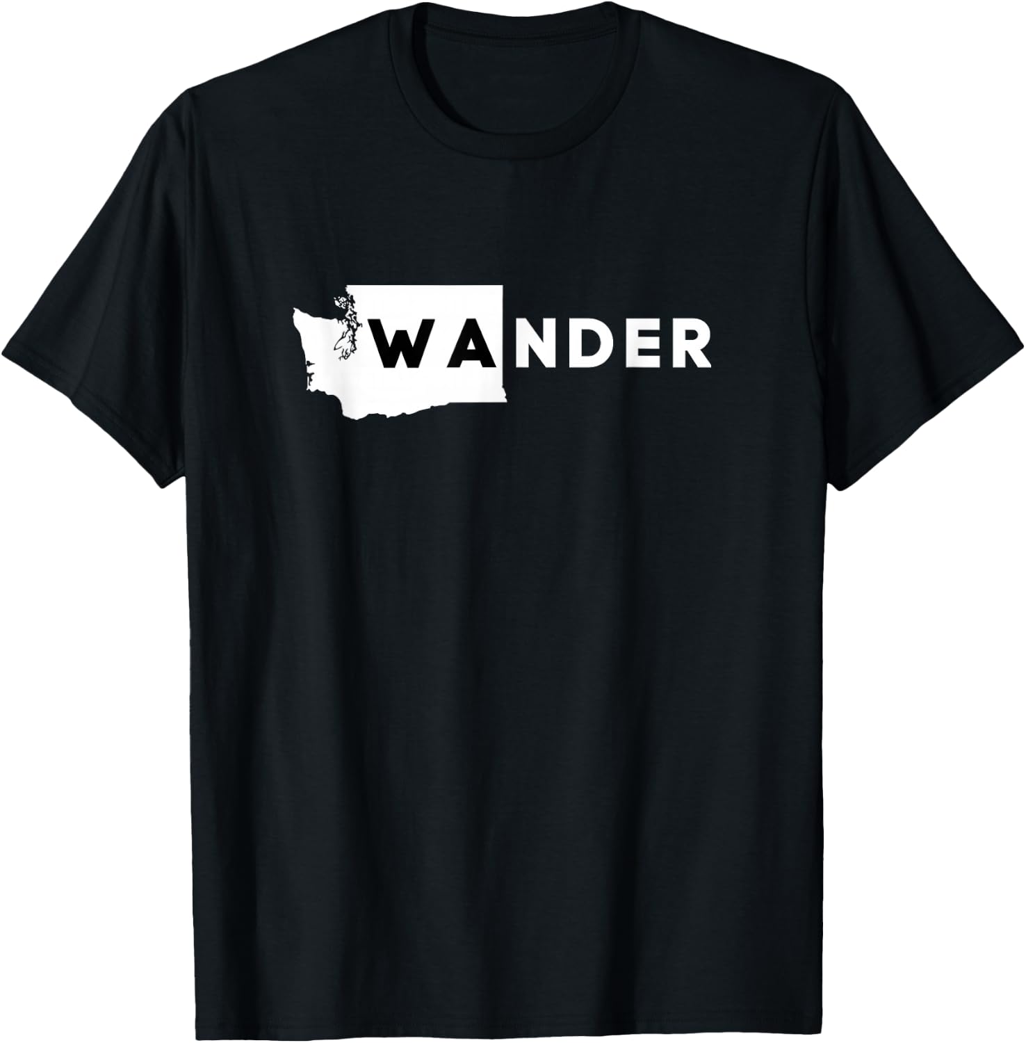 WA State Shirt, Wander , Washington, State Silhouette T-Shirt - T-Shirt | Black