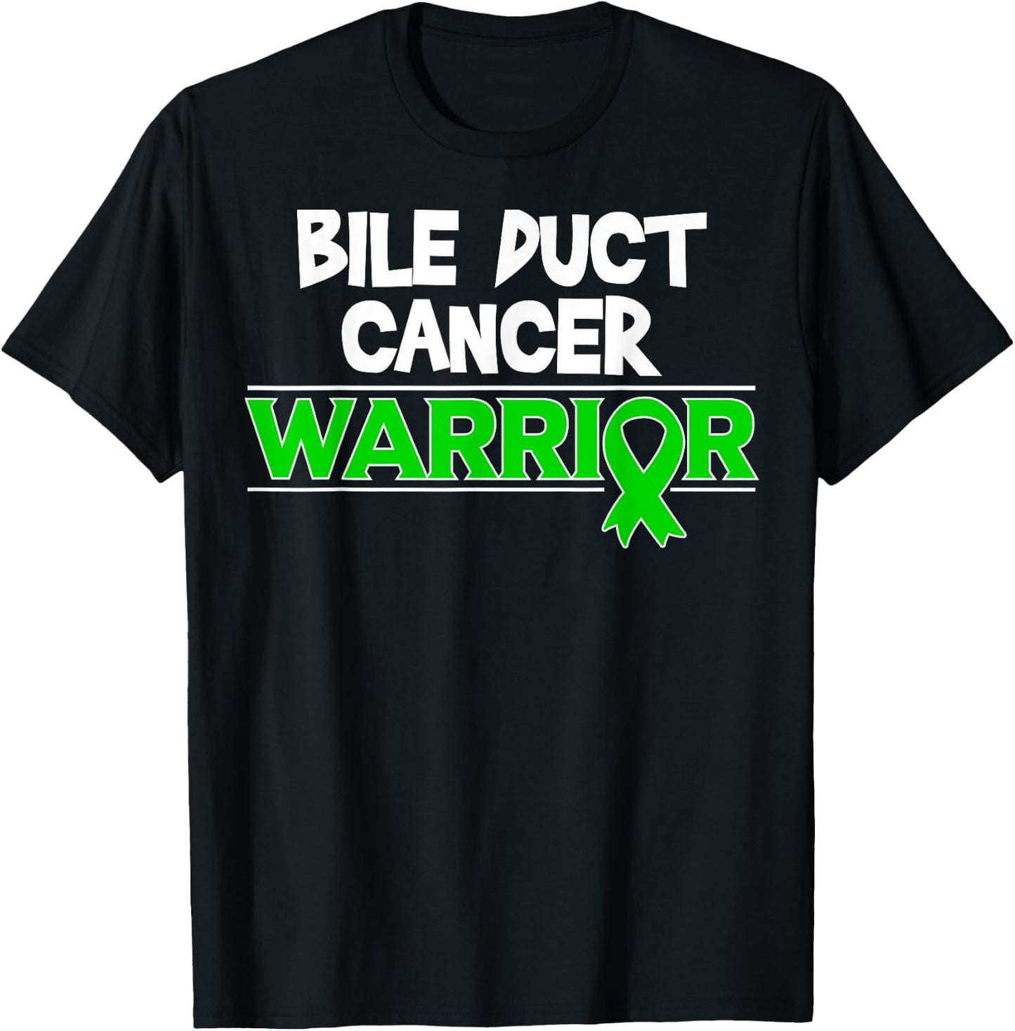 Bile Duct Cancer Awareness Gift Green Ribbon T-Shirt - T-Shirt | Black