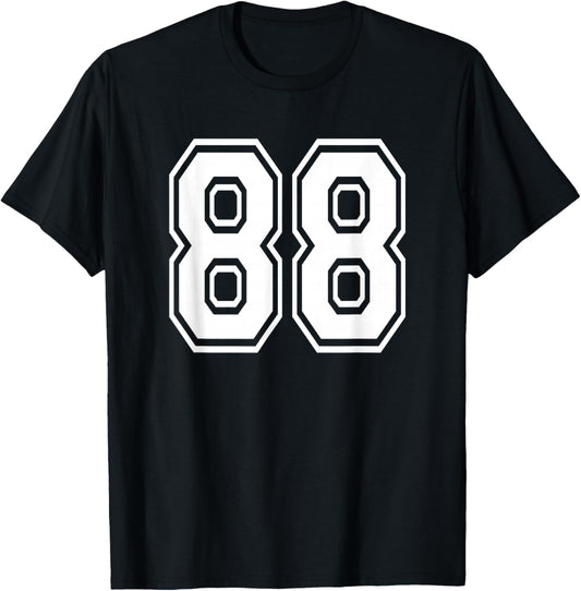 Number 88 Numbered Uniform Sports Jersey Team 88th Birthday T-Shirt - T-Shirt | Black
