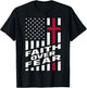 Faith Over Fear Christ Christian Cross US USA American Flag T-Shirt - T-Shirt | Black