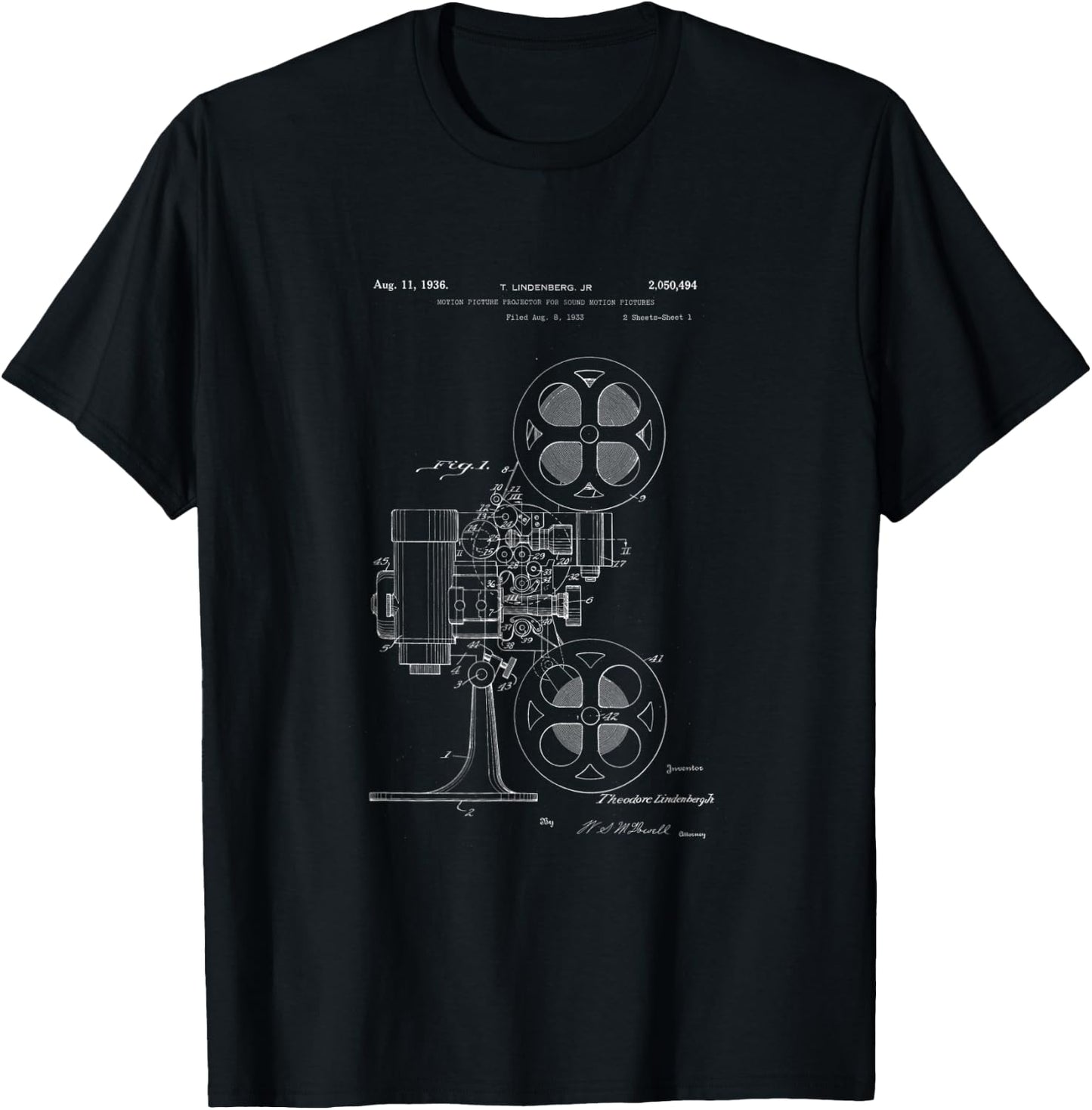 Movie Projector Patent - History of Cinema, Film, and Movies T-Shirt - T-Shirt | Black