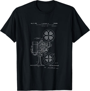 Movie Projector Patent - History of Cinema, Film, and Movies T-Shirt - T-Shirt | Black