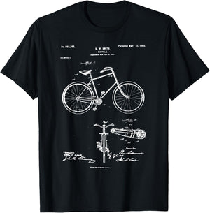 Vintage Patent Print 1900 Bicycle , Bike Shirt T-Shirt - T-Shirt | Black