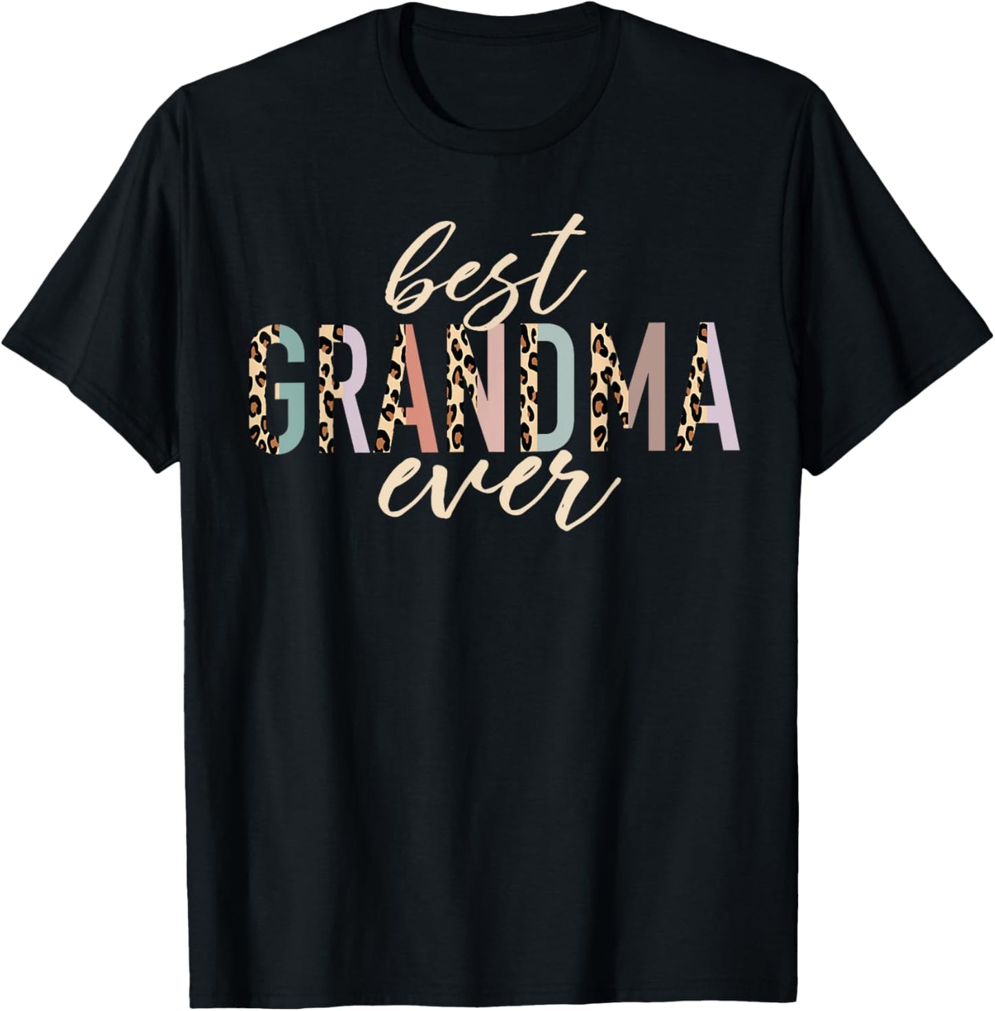 Best Grandma Ever Gifts Leopard Print Mothers Day T-Shirt - T-Shirt | Black