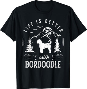 Bordoodle Life Better Mom Dad Dog T-Shirt - T-Shirt | Black
