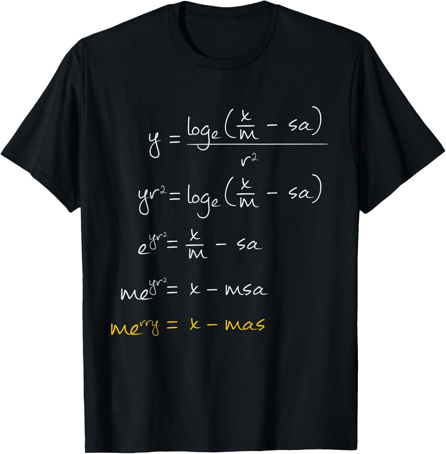 Math Merry Xmas Math Equation - Funny Christmas Algebra T-Shirt - T-Shirt | Black