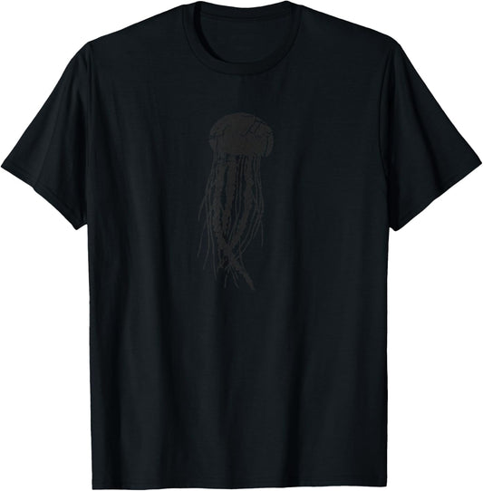 Jellyfish Distressed Print - Vintage Jellyfish T-Shirt - T-Shirt | Black
