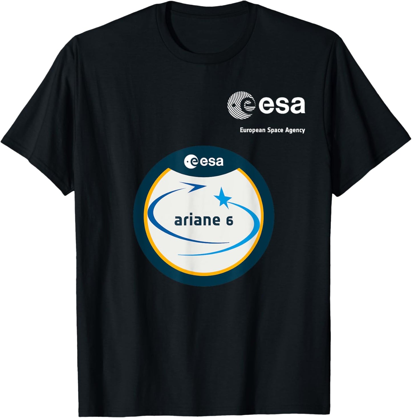 ESA European Space Agency Mission Ariane 6 Patch T-Shirt - T-Shirt | Black