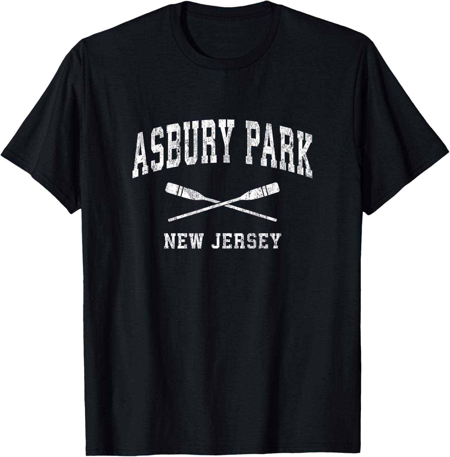 Asbury Park New Jersey Vintage Nautical Paddles Sports Oars T-Shirt - T-Shirt | Black