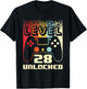 28th Birthday Level 28 Unlocked Gamer 28 Year Old T-Shirt - T-Shirt | Black