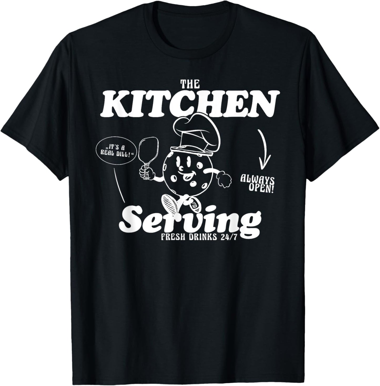 The kitchen Pickleball Gift Pickle Ball Player groovy T-Shirt - T-Shirt | Black