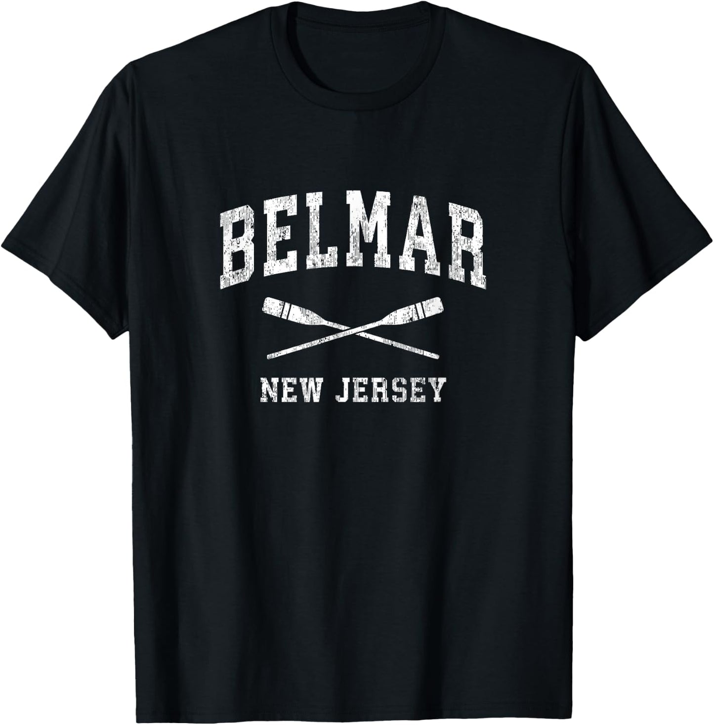 Belmar New Jersey Vintage Nautical Paddles Sports Oars T-Shirt - T-Shirt | Black