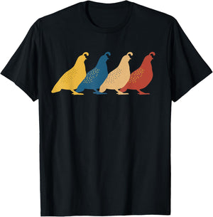 Quail Retro Bird Quails Animal T-Shirt - T-Shirt | Black