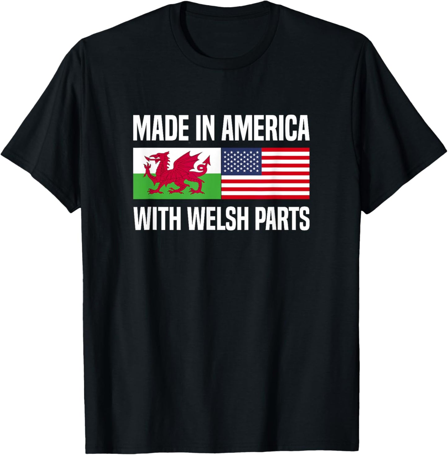 Made in America with Welsh Parts Welsh American T-Shirt - T-Shirt | Black