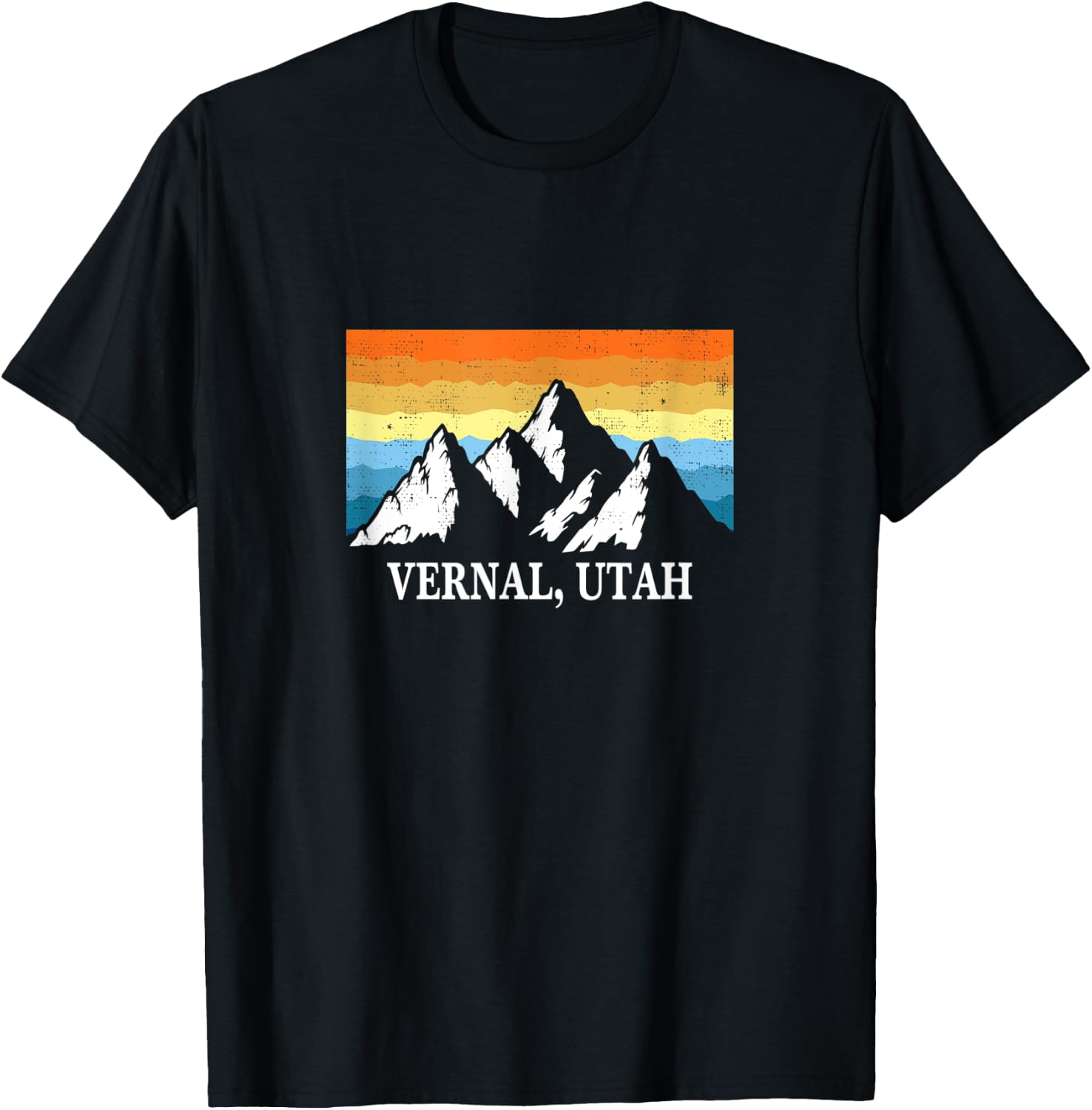 Vintage Vernal, Utah Mountain Hiking Souvenir Print T-Shirt - T-Shirt | Black