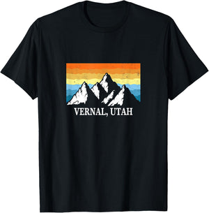 Vintage Vernal, Utah Mountain Hiking Souvenir Print T-Shirt - T-Shirt | Black