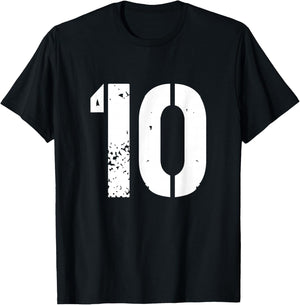 Uniform Numbered Jersey Designs for Sports Fans - Number 10 Varsity Team - 10th Birthday & Ten Years Old T-Shirt - T-Shirt | Black