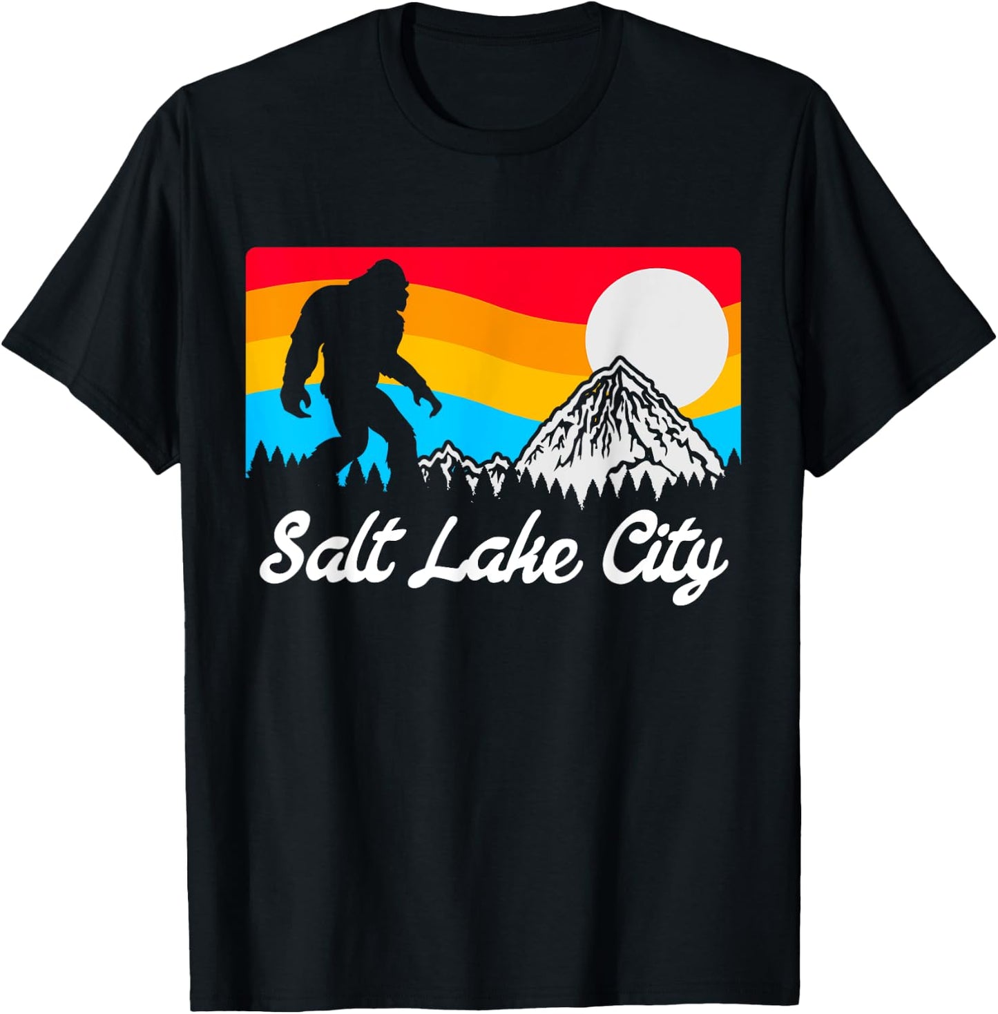 Salt Lake City Utah Vintage Bigfoot Souvenir Design T-Shirt - T-Shirt | Black