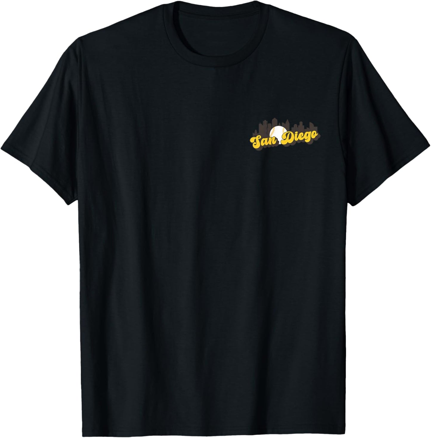 San Diego Baseball Minimalist City Skyline Baseball Lover T-Shirt - T-Shirt | Black