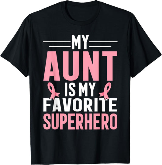 My Auntie Breast Cancer Awareness Design For Aunt Support T-Shirt - T-Shirt | Black