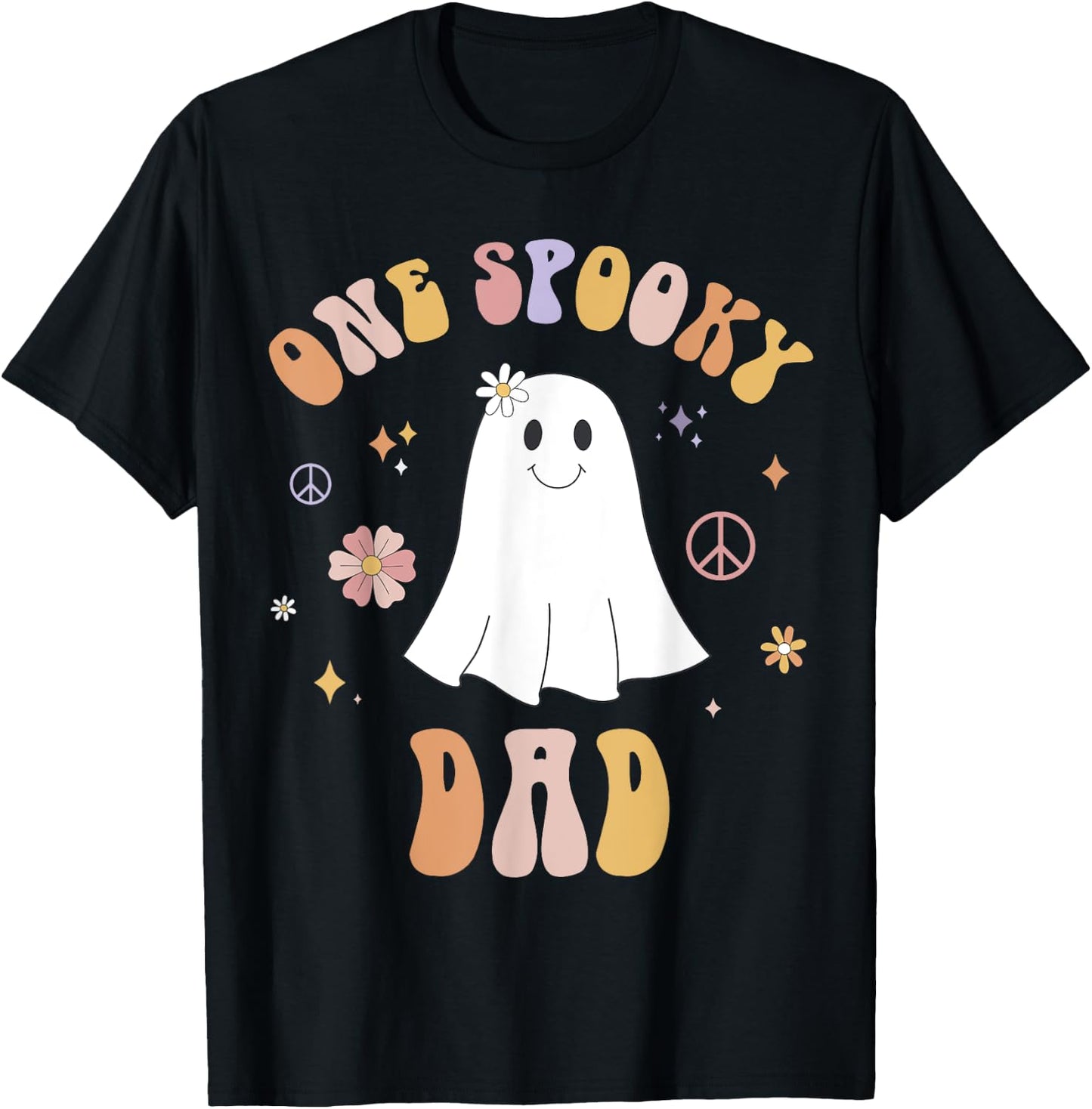 One Spooky Dad First Birthday Retro Halloween Ghost Boo T-Shirt - T-Shirt | Black