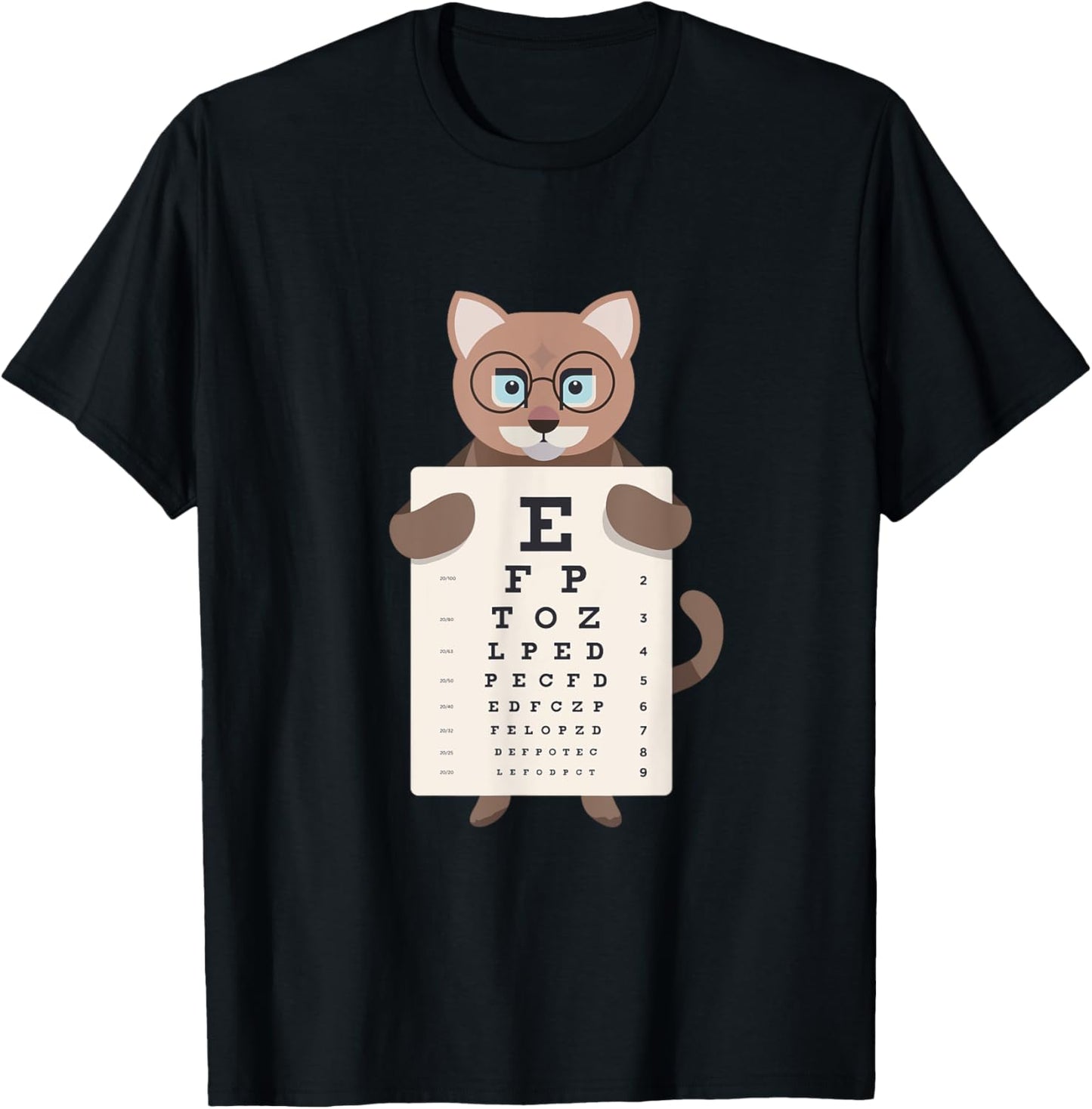Funny Eye Test for Opticians Eye Doctor Cat T-Shirt - T-Shirt | Black