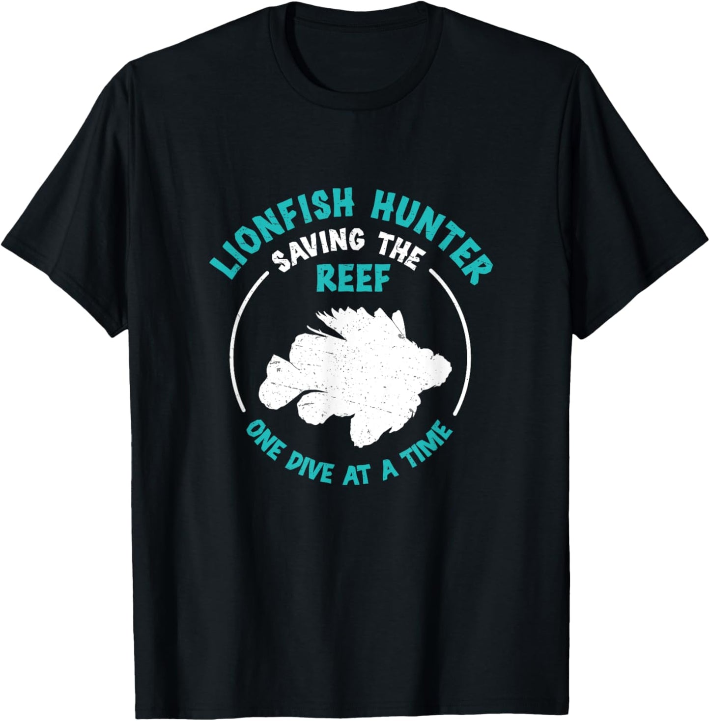 Funny Lionfish Hunter Saving The Reef One Dive At A Time T-Shirt - T-Shirt | Black