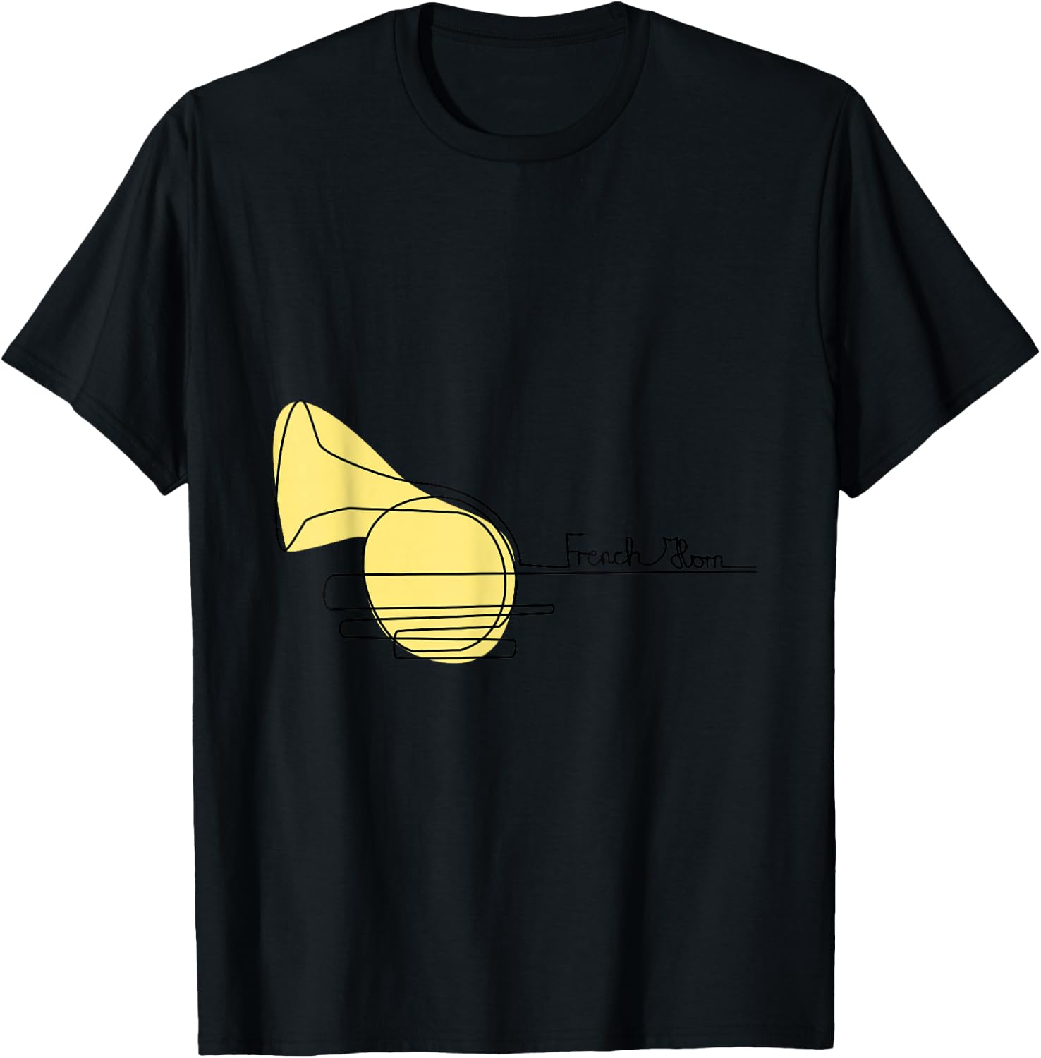 French Hornist Music Design One-Line French Horn T-Shirt - T-Shirt | Black