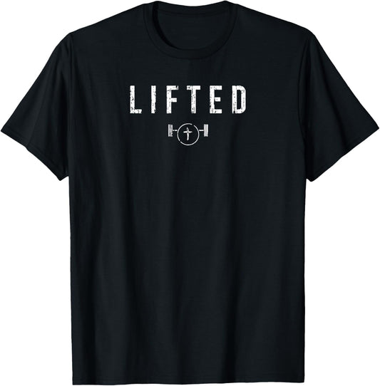Lifted Fitness Gym Workout Jesus Christian Belief T-Shirt - T-Shirt | Black