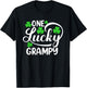 One Lucky Grampy Funny St Patrick's Day Shamrocks T-Shirt - T-Shirt | Black