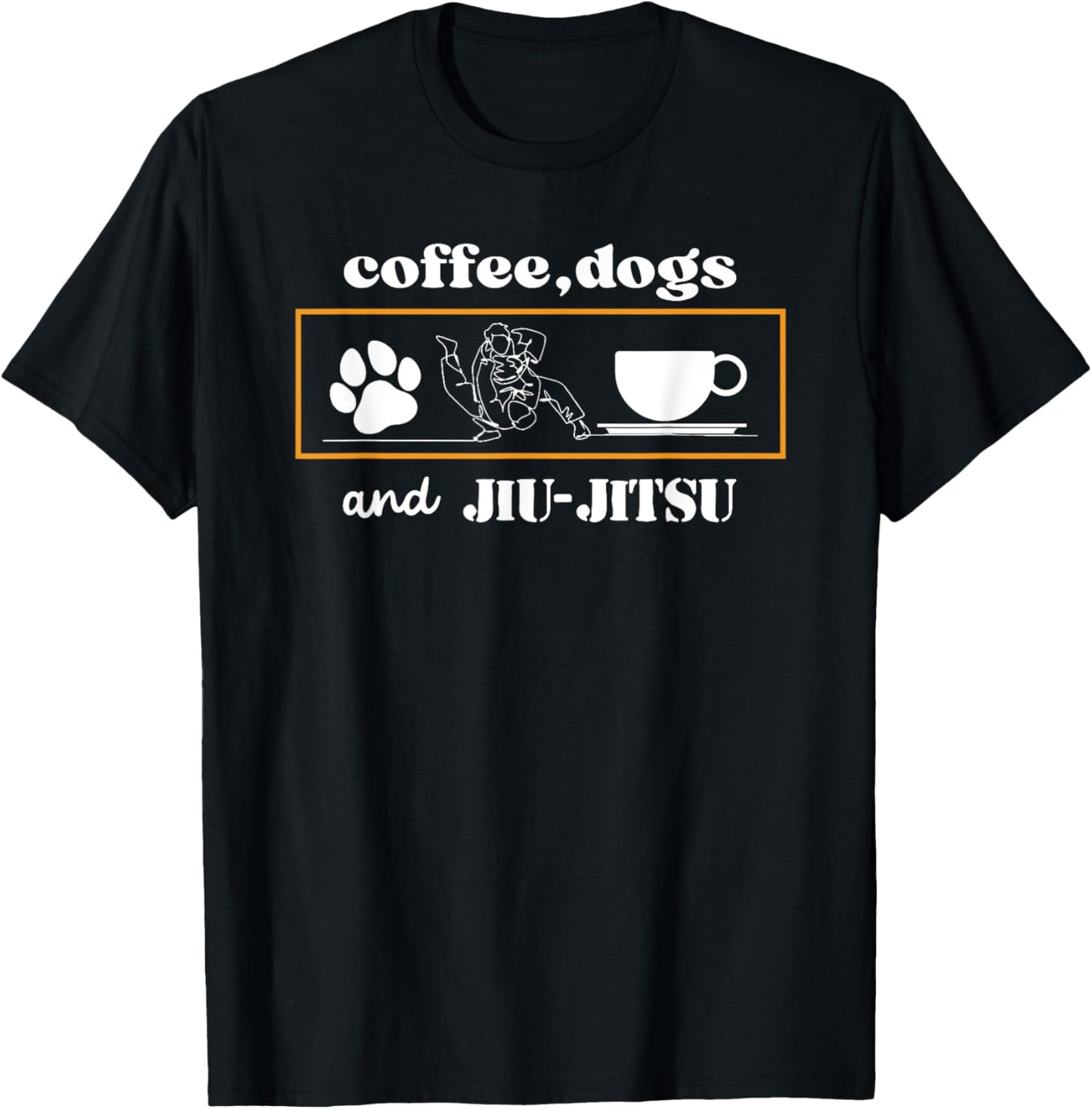 BJJ Funny Coffee Dogs And Jiu Jitsu T-Shirt - T-Shirt | Black