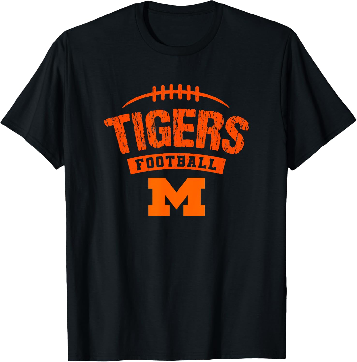 Massillon Tigers Logo Football Distressed HS T-Shirt - T-Shirt | Black