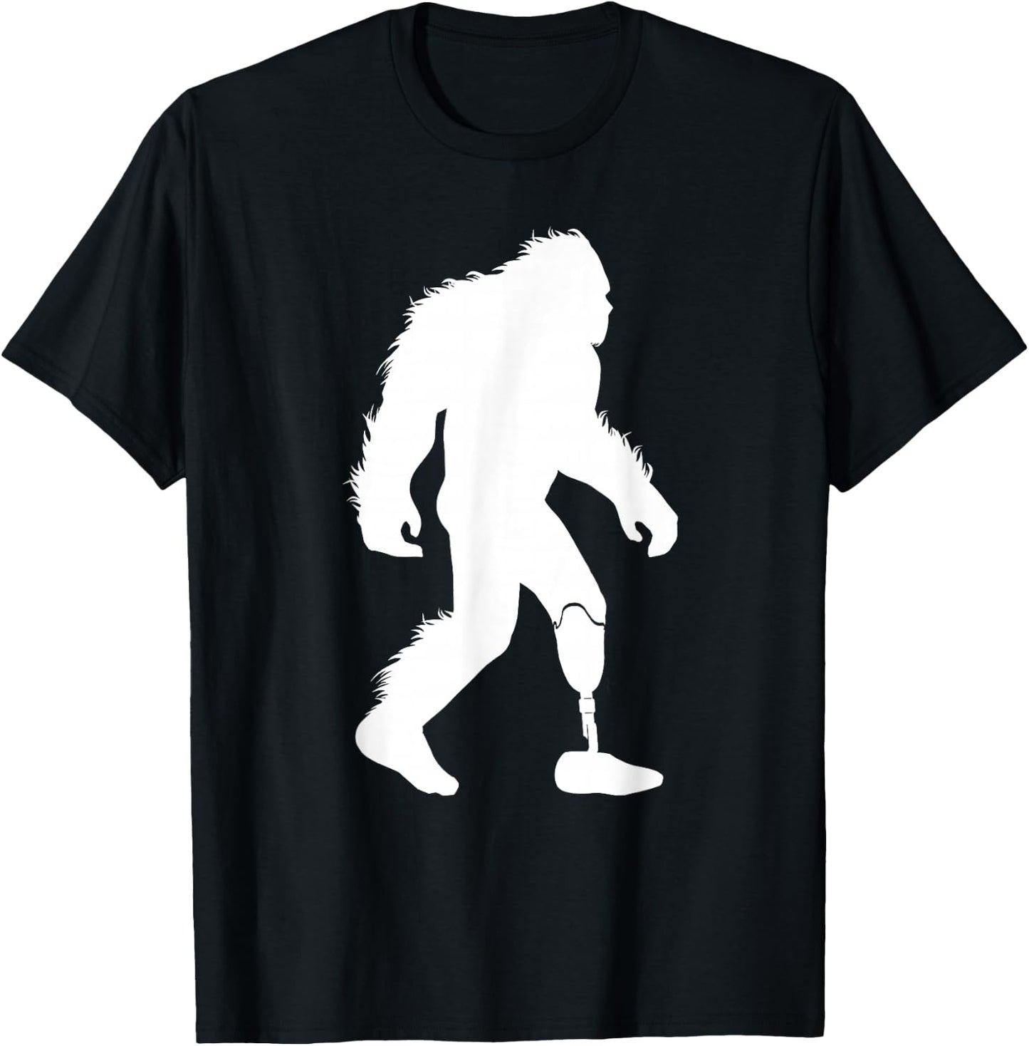 Bigfoot Leg Amputee Sasquatch Wearing Prosthetic Leg T-Shirt - T-Shirt | Black